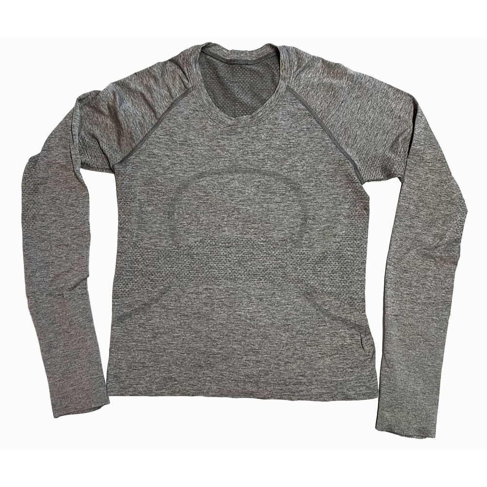 Lululemon Women's Swiftly Tech Shirt 2.0 Waist Length Thumbhole Size 6 Gray